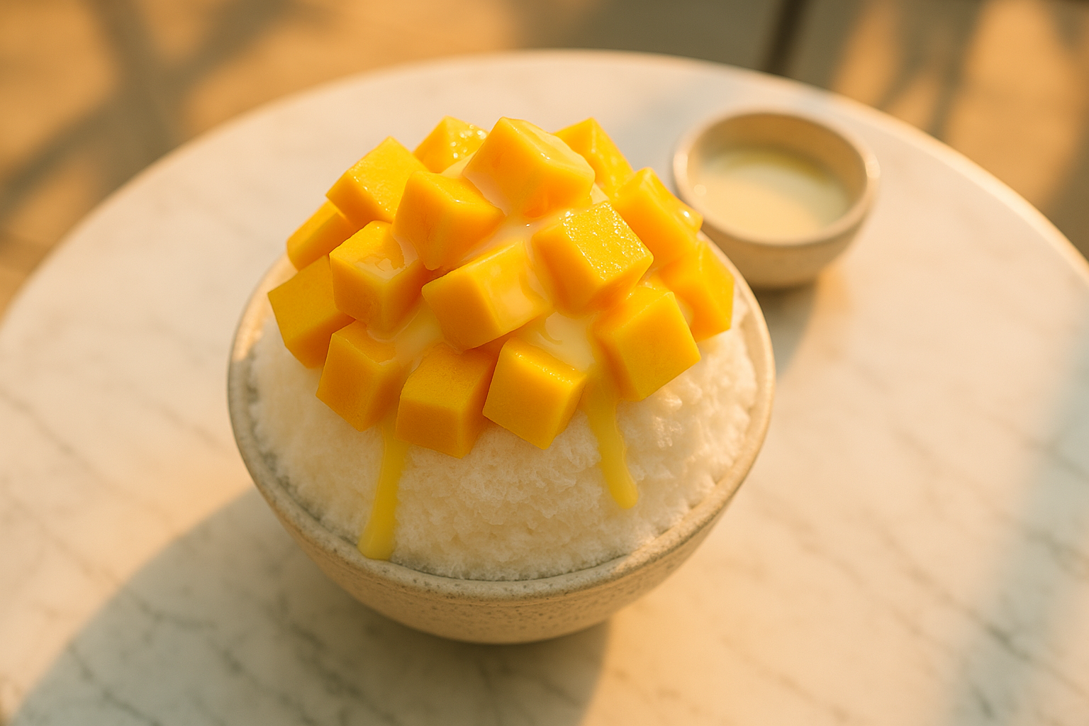 Korean shaved-ice bingsu dessert at a Seoul cafe