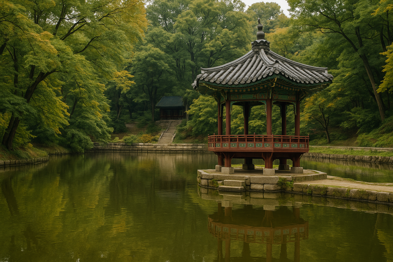 Changdeokgung Secret Garden pavilion and pond for a Huwon booking guide
