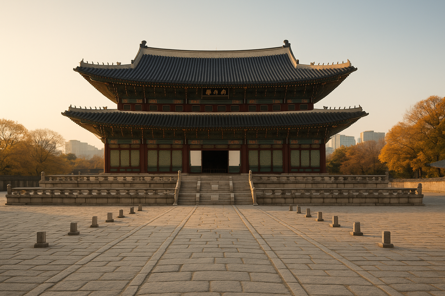 Restored Sungjeongjeon Hall and open grounds at Gyeonghuigung Palace in Seoul